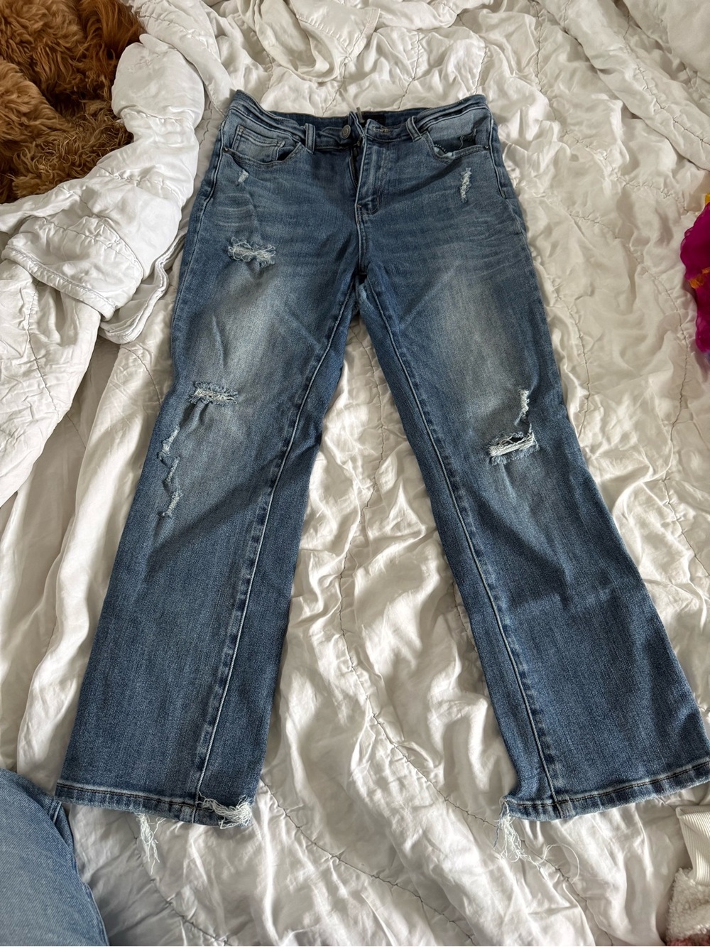 Risen Jeans Los Angeles Distressed Flare Light Wash Size 9 Waist 29